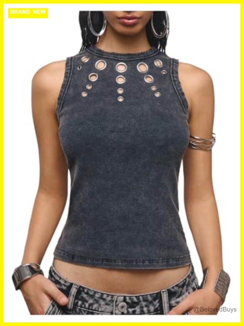SweatyRocks Y2K Grunge Distressed Punk Rock Tank Top